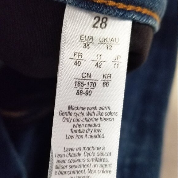 NEW SPANX Women's 28 Slim X Bootcut Jeans Blue Stretch Flare Denim "Hemmed" 27.5 - Picture 9 of 14